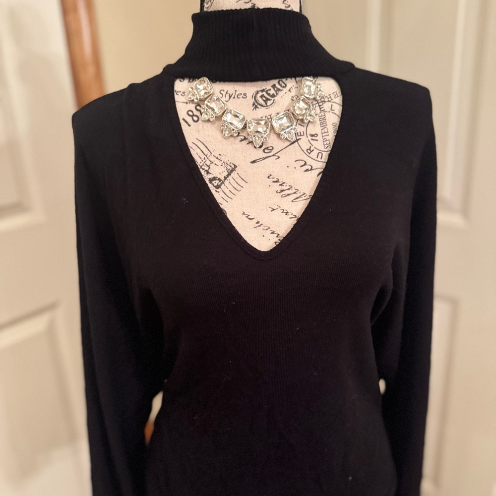 WHBM Black Turtleneck Sweater with Cutout